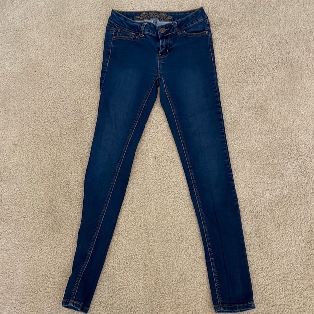 Women’s Size 7 Dark Blue Skinny Jeans, Wax Jean Brand, Like New, Worn Once
